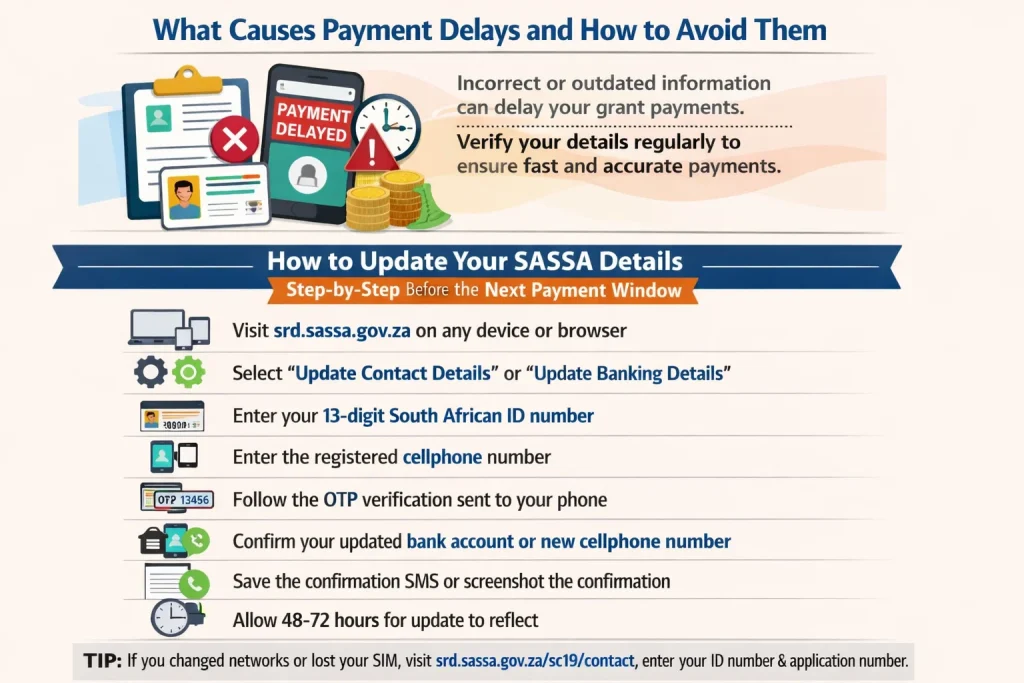 SASSA Grant Payment Schedule 2026: Confirmed R370 and R520 Payment Dates and Easy Tracking Guide 3 update your SASSA details