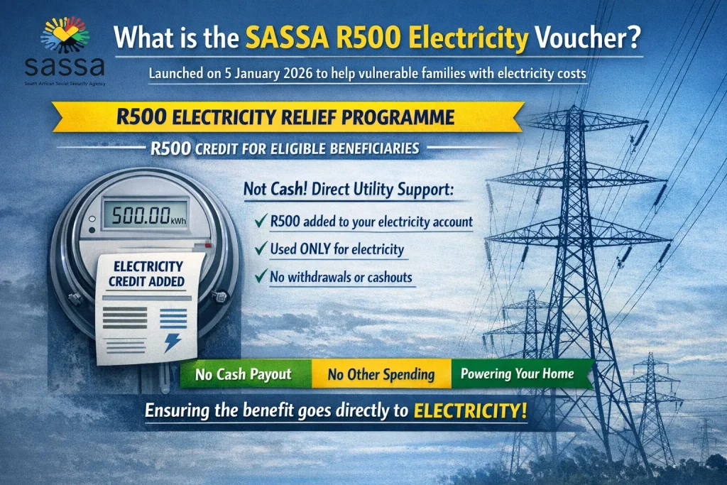 SASSA R500 Electricity Voucher April 2026: Eligibility, Application Steps, and Payment Guide (South Africa) 2 SASSA R500 Electricity Voucher April 2026
