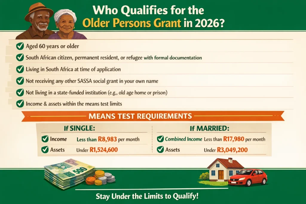 SASSA Older Persons Grant 2026: Eligibility, New Payment Amounts and How to Apply 2 Who Qualifies for the Older Persons Grant in 2026 Poster
