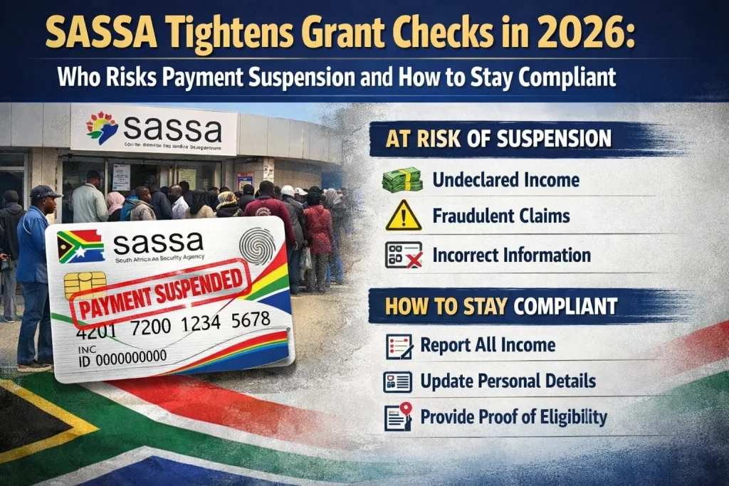 SASSA Tightens Grant Checks in 2026: Who Risks Payment Suspension and How to Stay Compliant 2 SASSA grant suspension 2026