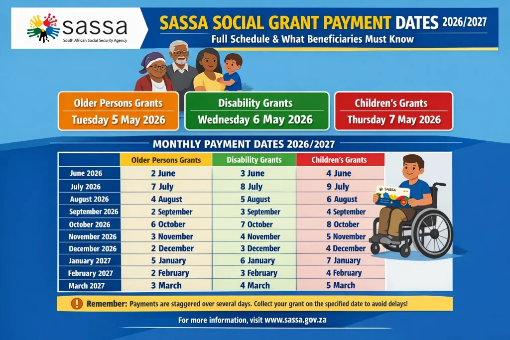 SASSA Social Grant Payment Dates for 2026/2027: Full Schedule and What Beneficiaries Must Know 2 SASSA Payment Dates 2026/2027
